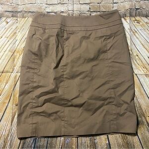 LOFT Brown Cotton Stretch Lined Pencil Career Skirt